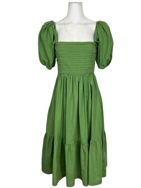 Abercrombie & Fitch A&F Emerson Smocked Midi Dress Size Small Green Excellent